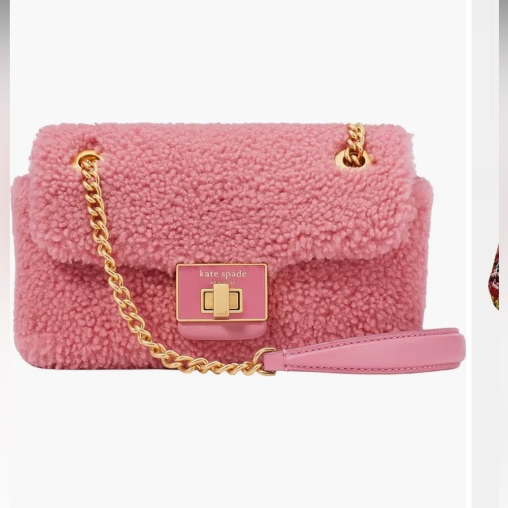 Kate Spade Evelyn Faux Shearling Sherpa Shoulder Crossbody, Light Feather Pink